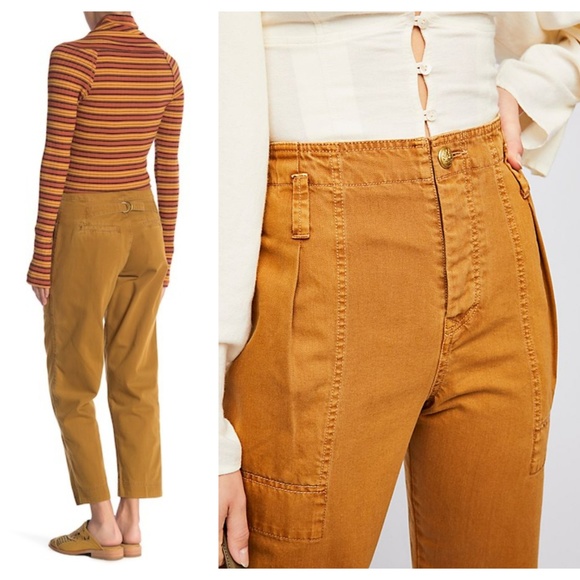 Free People Brown Crop Chinos Size 6 - Picture 3 of 7
